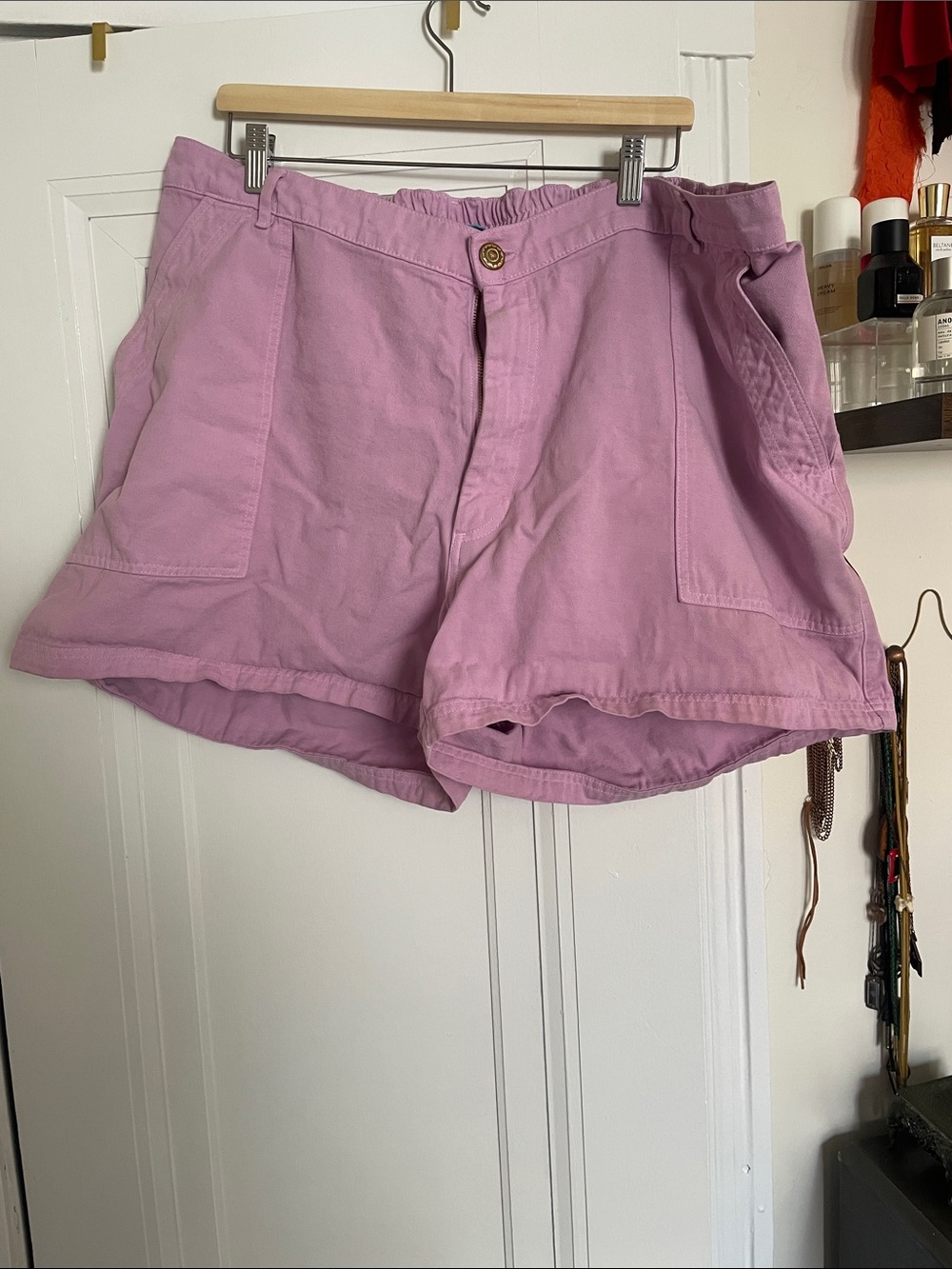 Big Bud Press Lavender Pink High Waist 100% cotton twill utility shorts